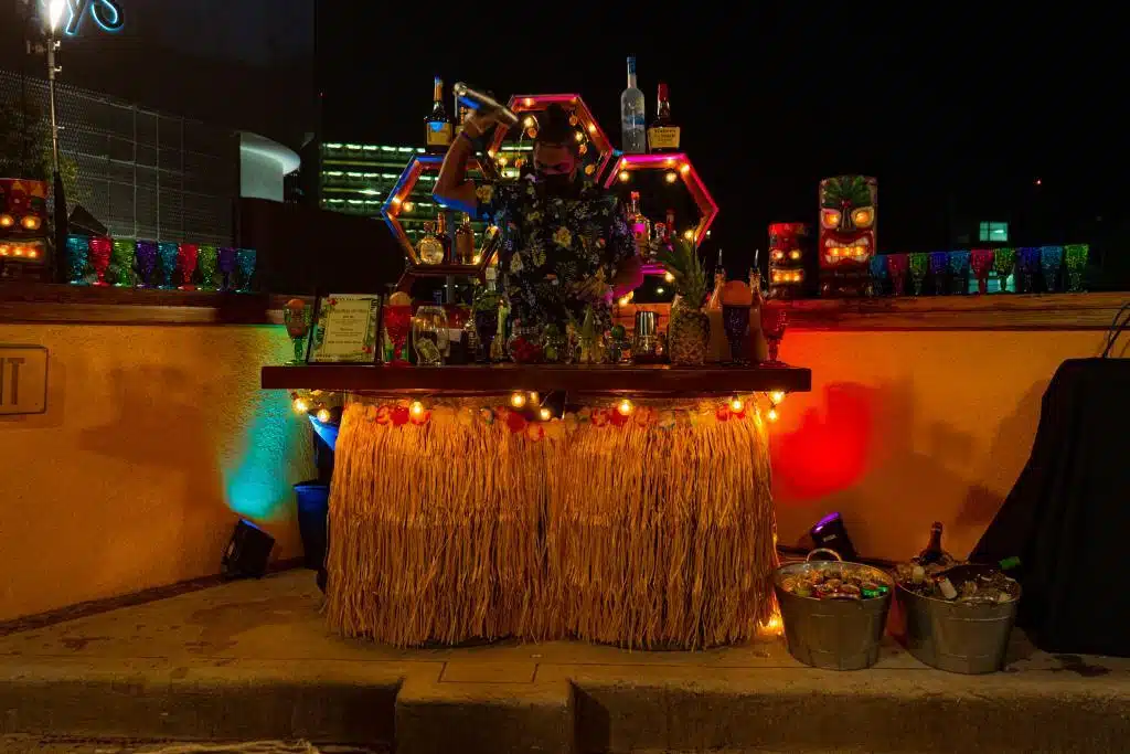 bartending services in California | Tiki style bar set up by Party Shakers 